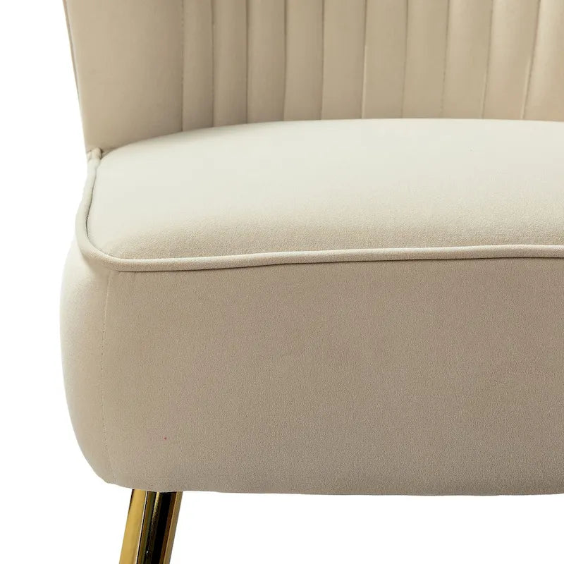 Fauteuil d'appoint confortable sans accoudoirs Monica pour salon, avec dossier capitonné et pieds en métal, par HULALA HOME