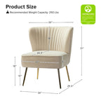 Fauteuil d'appoint confortable sans accoudoirs Monica pour salon, avec dossier capitonné et pieds en métal, par HULALA HOME