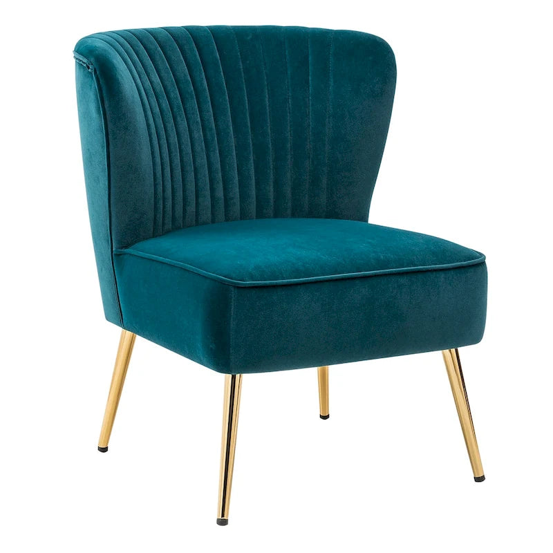 Fauteuil d'appoint confortable sans accoudoirs Monica pour salon, avec dossier capitonné et pieds en métal, par HULALA HOME