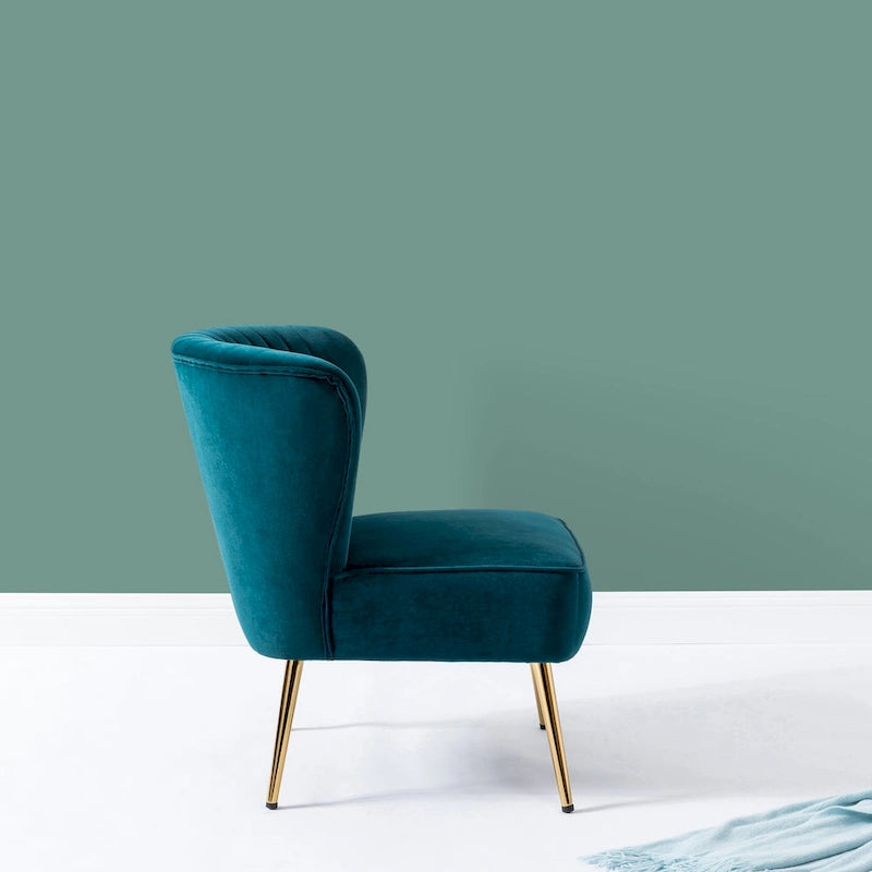 Fauteuil d'appoint confortable sans accoudoirs Monica pour salon, avec dossier capitonné et pieds en métal, par HULALA HOME