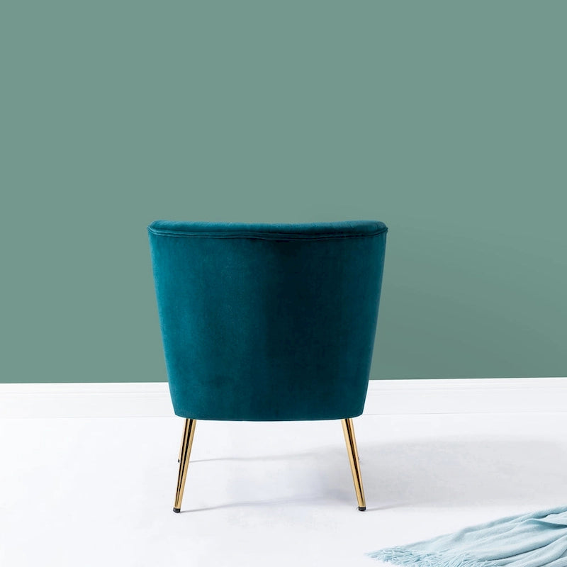 Fauteuil d'appoint confortable sans accoudoirs Monica pour salon, avec dossier capitonné et pieds en métal, par HULALA HOME