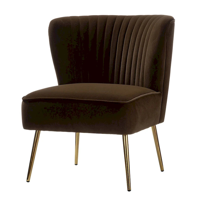 Fauteuil d'appoint confortable sans accoudoirs Monica pour salon, avec dossier capitonné et pieds en métal, par HULALA HOME