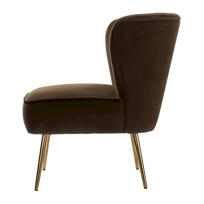 Fauteuil d'appoint confortable sans accoudoirs Monica pour salon, avec dossier capitonné et pieds en métal, par HULALA HOME