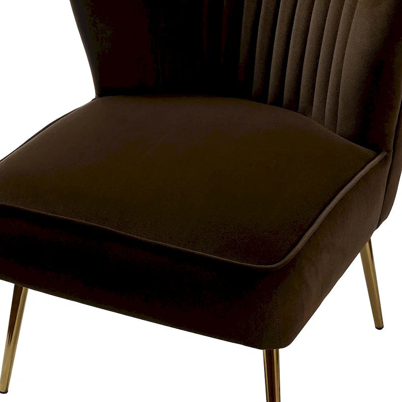 Fauteuil d'appoint confortable sans accoudoirs Monica pour salon, avec dossier capitonné et pieds en métal, par HULALA HOME