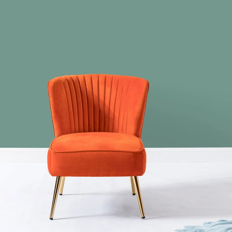 Fauteuil d'appoint confortable sans accoudoirs Monica pour salon, avec dossier capitonné et pieds en métal, par HULALA HOME