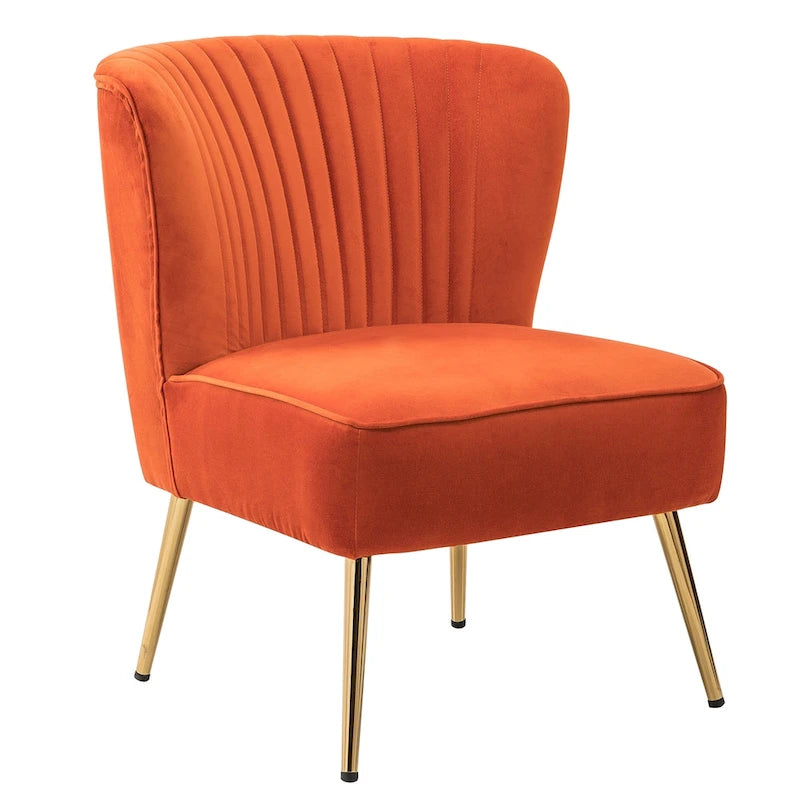 Fauteuil d'appoint confortable sans accoudoirs Monica pour salon, avec dossier capitonné et pieds en métal, par HULALA HOME