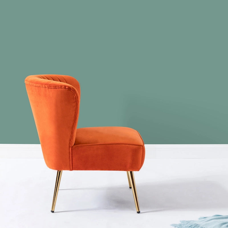 Fauteuil d'appoint confortable sans accoudoirs Monica pour salon, avec dossier capitonné et pieds en métal, par HULALA HOME