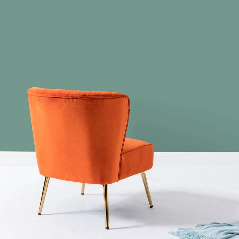Fauteuil d'appoint confortable sans accoudoirs Monica pour salon, avec dossier capitonné et pieds en métal, par HULALA HOME