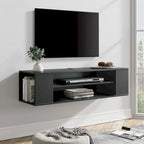 Meuble TV mural flottant WAMPAT, étagère, centre multimédia, meuble sous-téléviseur, 99 cm (39 pouces)
