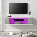 Meuble TV mural flottant WAMPAT, étagère, centre multimédia, meuble sous-téléviseur, 99 cm (39 pouces)