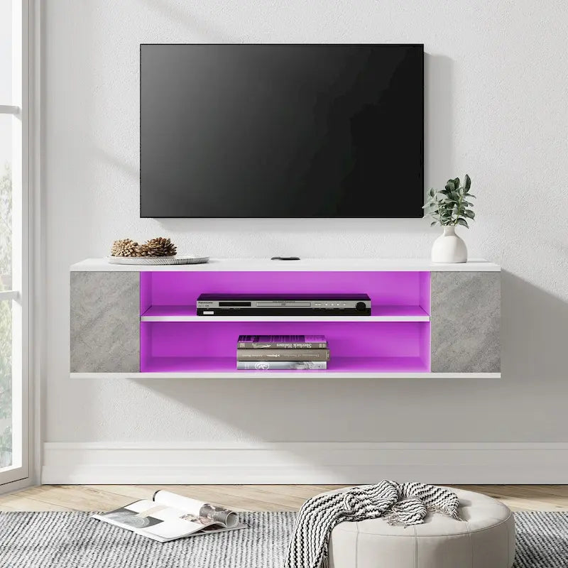 Meuble TV mural flottant WAMPAT, étagère, centre multimédia, meuble sous-téléviseur, 99 cm (39 pouces)