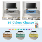 Meuble TV mural flottant WAMPAT, étagère, centre multimédia, meuble sous-téléviseur, 99 cm (39 pouces)
