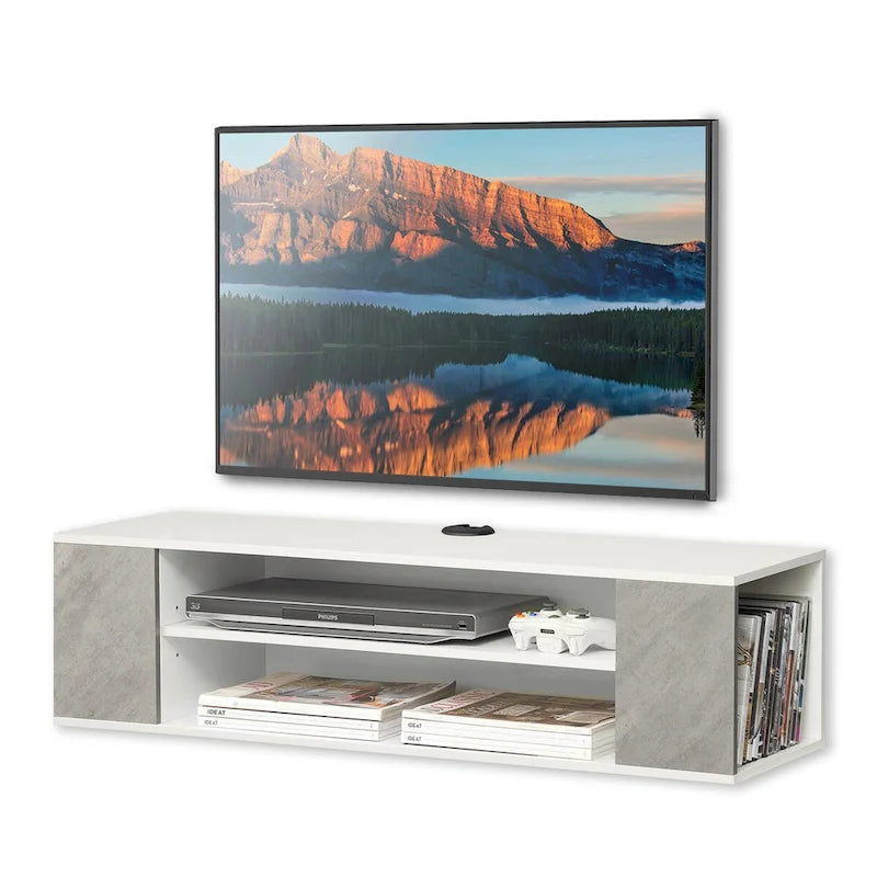 Meuble TV mural flottant WAMPAT, étagère, centre multimédia, meuble sous-téléviseur, 99 cm (39 pouces)