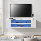Meuble TV mural flottant WAMPAT, étagère, centre multimédia, meuble sous-téléviseur, 99 cm (39 pouces)