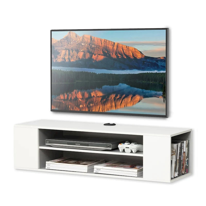 Meuble TV mural flottant WAMPAT, étagère, centre multimédia, meuble sous-téléviseur, 99 cm (39 pouces)
