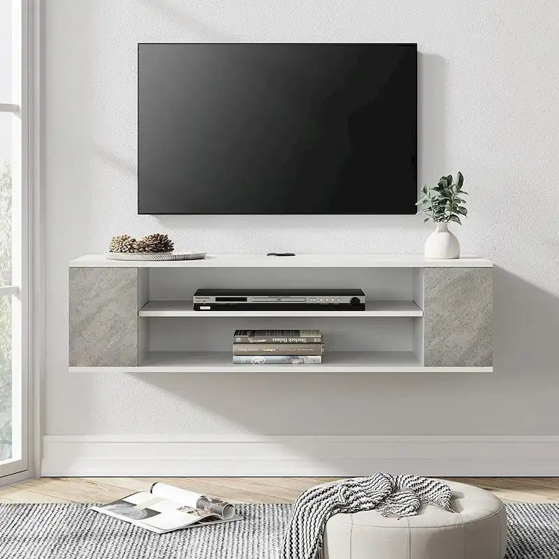 Meuble TV mural flottant WAMPAT, étagère, centre multimédia, meuble sous-téléviseur, 99 cm (39 pouces)