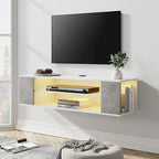 Meuble TV mural flottant WAMPAT, étagère, centre multimédia, meuble sous-téléviseur, 99 cm (39 pouces)