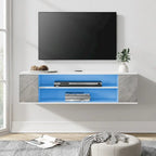Meuble TV mural flottant WAMPAT, étagère, centre multimédia, meuble sous-téléviseur, 99 cm (39 pouces)