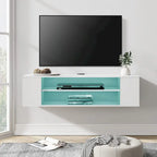 Meuble TV mural flottant WAMPAT, étagère, centre multimédia, meuble sous-téléviseur, 99 cm (39 pouces)