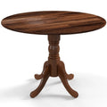 Table de salle à manger en bois avec plateau rond et pieds tréteaux incurvés - 39,37 x 39,37 x 28,74