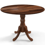 Table de salle à manger en bois avec plateau rond et pieds tréteaux incurvés - 39,37 x 39,37 x 28,74
