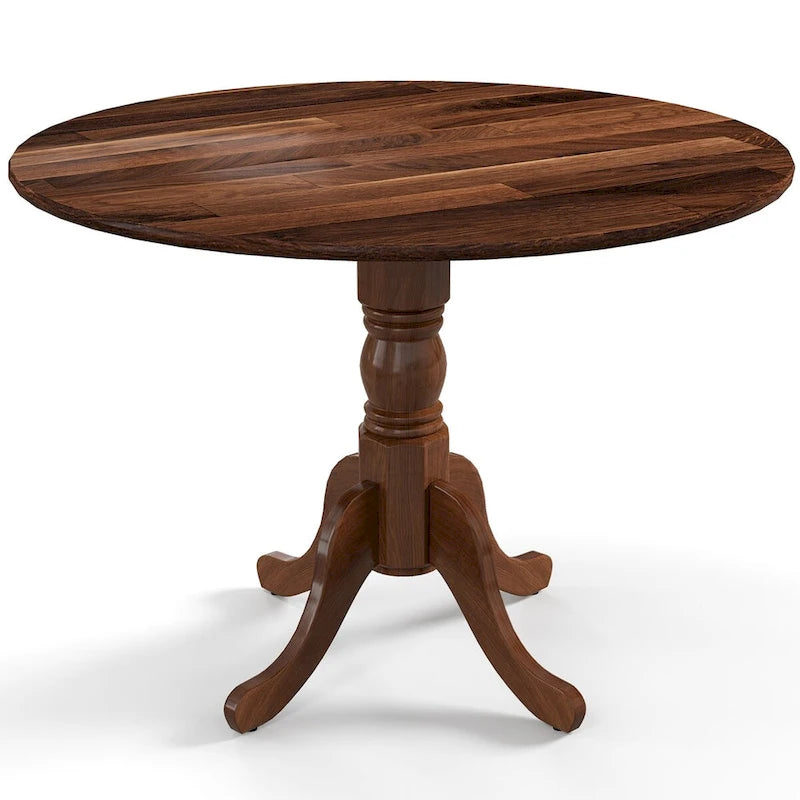 Table de salle à manger en bois avec plateau rond et pieds tréteaux incurvés - 39,37 x 39,37 x 28,74