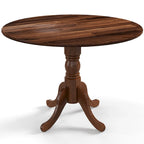 Table de salle à manger en bois avec plateau rond et pieds tréteaux incurvés - 39,37 x 39,37 x 28,74