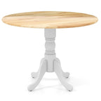 Table de salle à manger en bois avec plateau rond et pieds tréteaux incurvés - 39,37 x 39,37 x 28,74