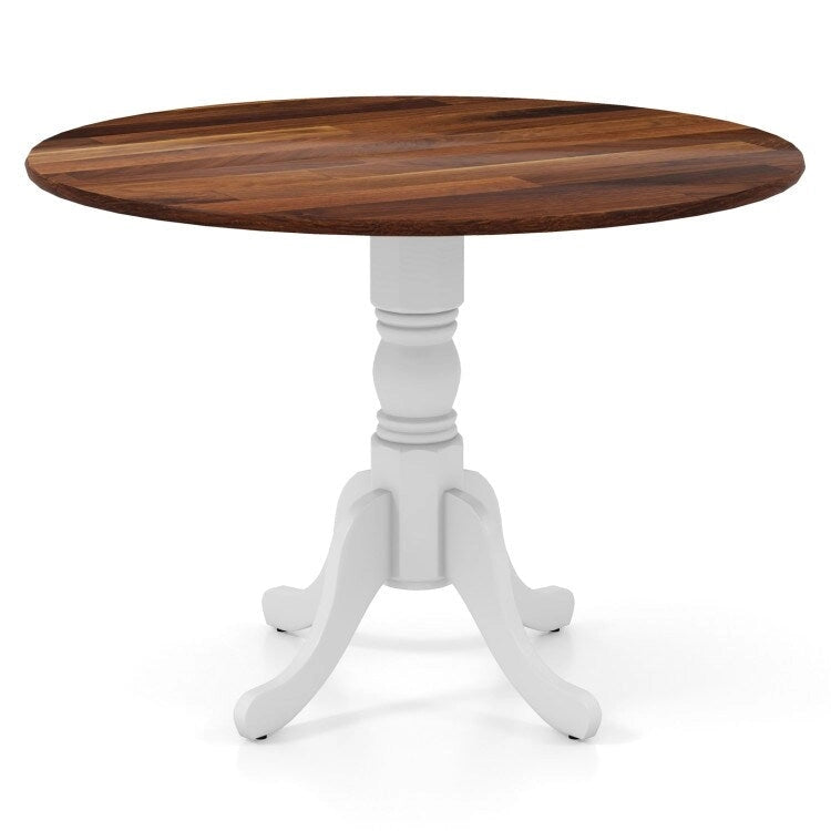 Table de salle à manger en bois avec plateau rond et pieds tréteaux incurvés - 39,37 x 39,37 x 28,74