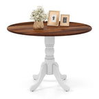 Table de salle à manger en bois avec plateau rond et pieds tréteaux incurvés - 39,37 x 39,37 x 28,74