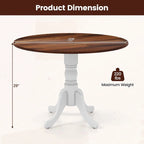 Table de salle à manger en bois avec plateau rond et pieds tréteaux incurvés - 39,37 x 39,37 x 28,74