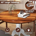 Table de salle à manger en bois avec plateau rond et pieds tréteaux incurvés - 39,37 x 39,37 x 28,74