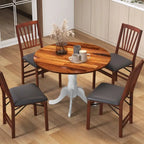 Table de salle à manger en bois avec plateau rond et pieds tréteaux incurvés - 39,37 x 39,37 x 28,74