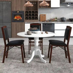 Table de salle à manger en bois avec plateau rond et pieds tréteaux incurvés - 39,37 x 39,37 x 28,74