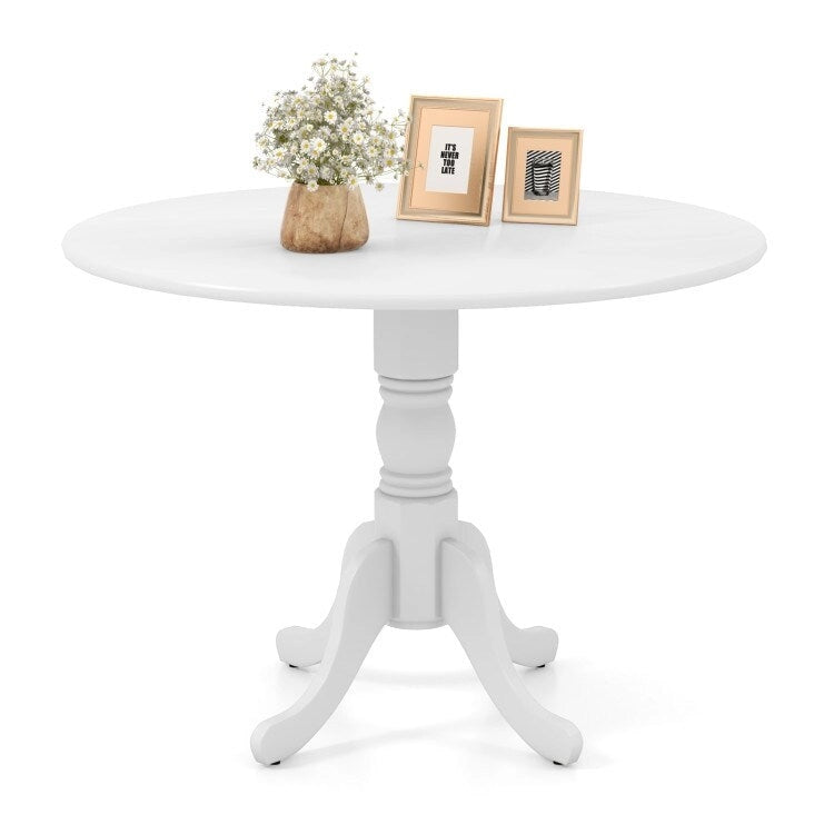 Table de salle à manger en bois avec plateau rond et pieds tréteaux incurvés - 39,37 x 39,37 x 28,74