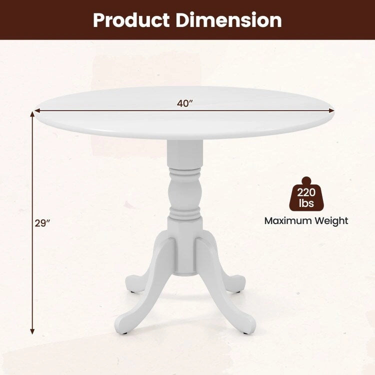 Table de salle à manger en bois avec plateau rond et pieds tréteaux incurvés - 39,37 x 39,37 x 28,74