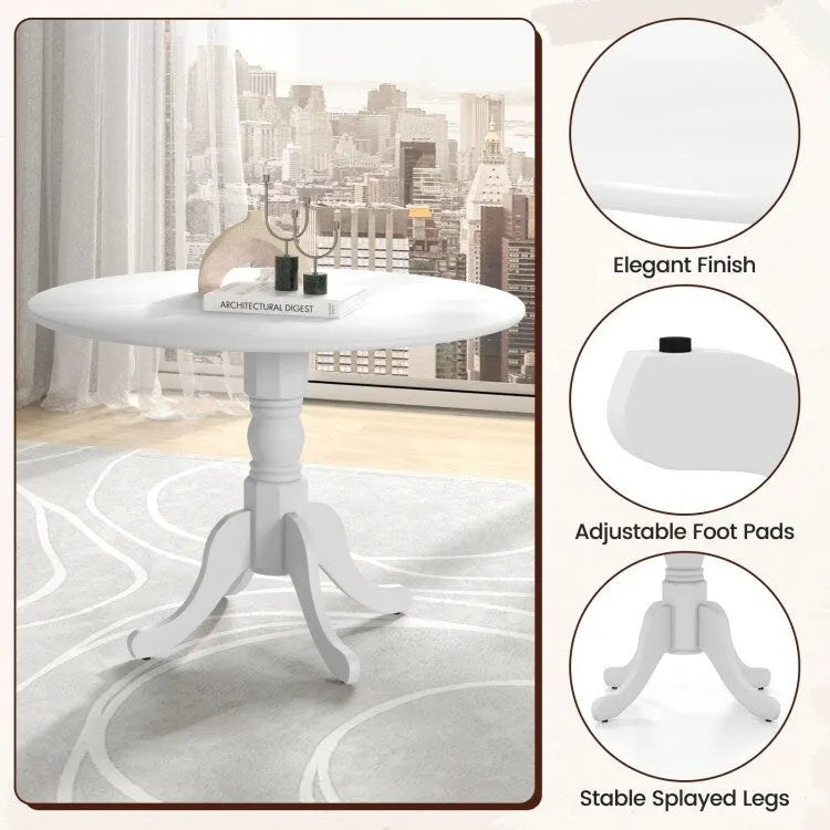 Table de salle à manger en bois avec plateau rond et pieds tréteaux incurvés - 39,37 x 39,37 x 28,74