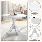 Table de salle à manger en bois avec plateau rond et pieds tréteaux incurvés - 39,37 x 39,37 x 28,74
