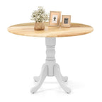 Table de salle à manger en bois avec plateau rond et pieds tréteaux incurvés - 39,37 x 39,37 x 28,74