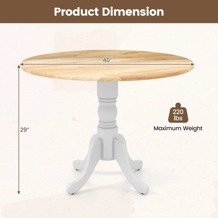 Table de salle à manger en bois avec plateau rond et pieds tréteaux incurvés - 39,37 x 39,37 x 28,74