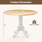 Table de salle à manger en bois avec plateau rond et pieds tréteaux incurvés - 39,37 x 39,37 x 28,74