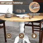 Table de salle à manger en bois avec plateau rond et pieds tréteaux incurvés - 39,37 x 39,37 x 28,74