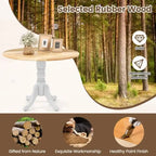 Table de salle à manger en bois avec plateau rond et pieds tréteaux incurvés - 39,37 x 39,37 x 28,74