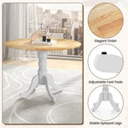 Table de salle à manger en bois avec plateau rond et pieds tréteaux incurvés - 39,37 x 39,37 x 28,74