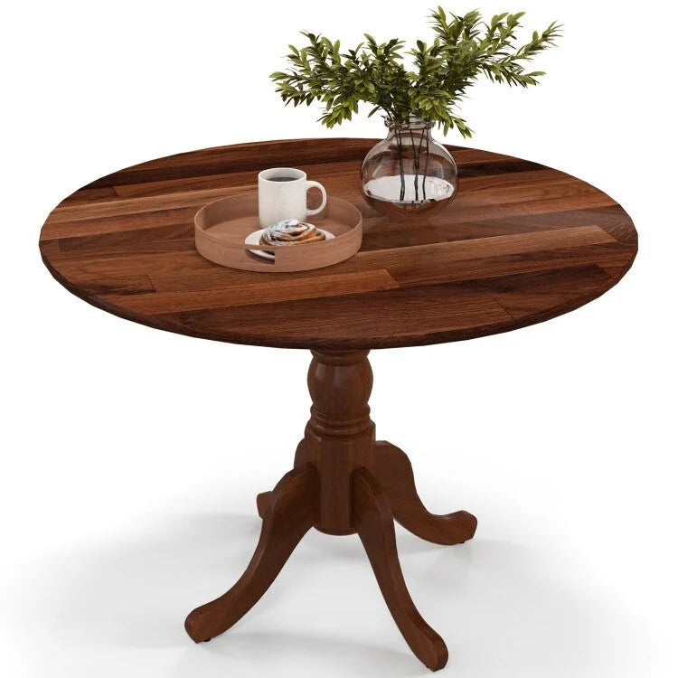 Table de salle à manger en bois avec plateau rond et pieds tréteaux incurvés - 39,37 x 39,37 x 28,74