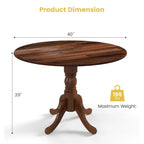 Table de salle à manger en bois avec plateau rond et pieds tréteaux incurvés - 39,37 x 39,37 x 28,74
