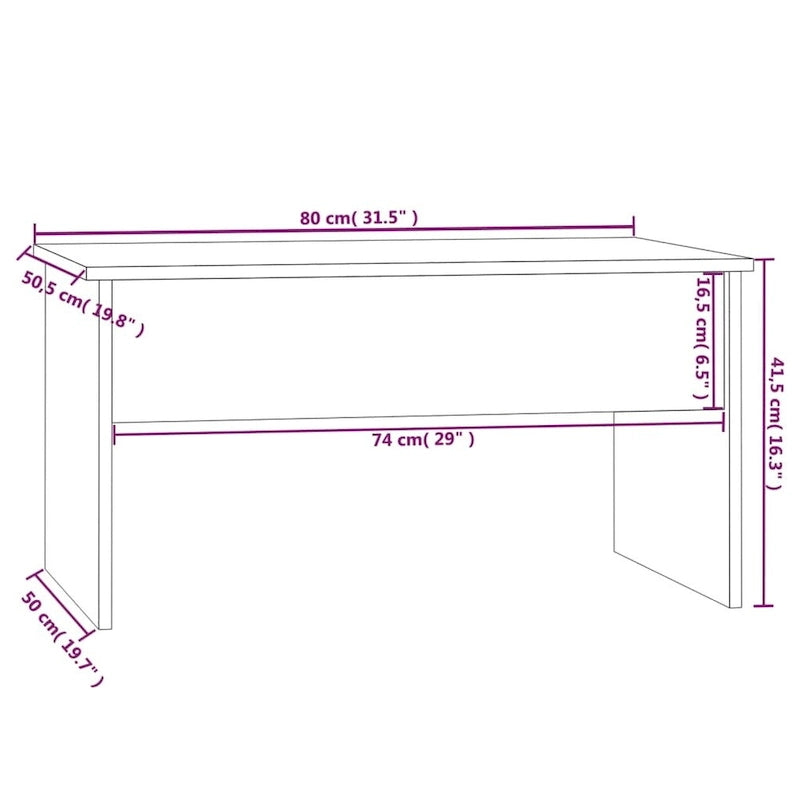 Table basse relevable vidaXL, table d'appoint, table de canapé décorative, bois d'ingénierie - 31,5 x 19,9 x 16,3