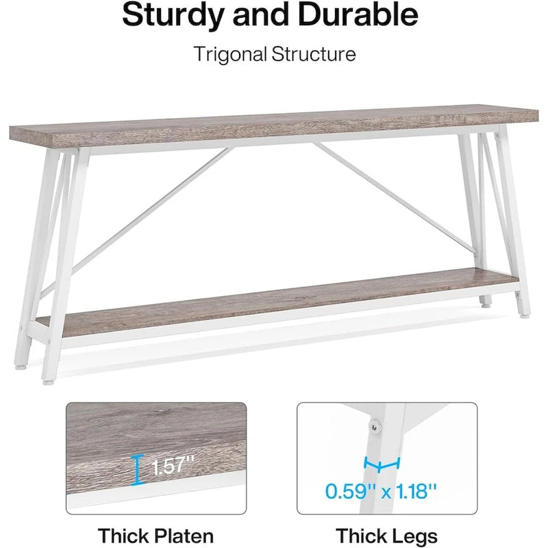 Console/table basse industrielle en bois pour entrée/couloir