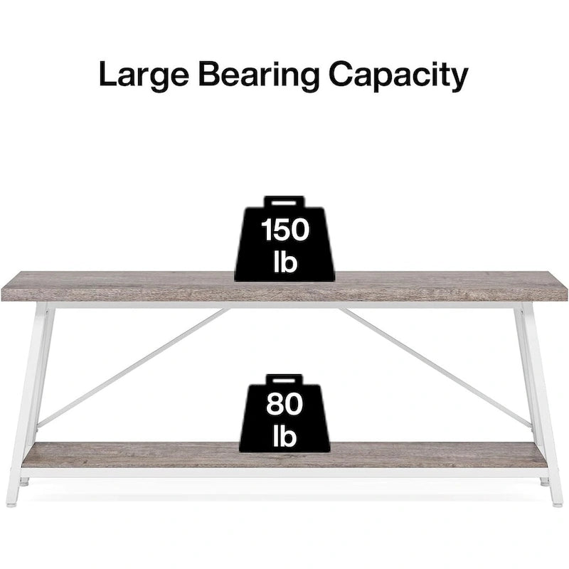 Console/table basse industrielle en bois pour entrée/couloir