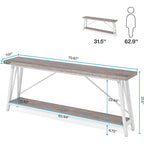 Console/table basse industrielle en bois pour entrée/couloir